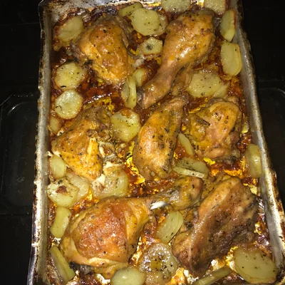 Recipe of Roasted chicken with potato on the DeliRec recipe website