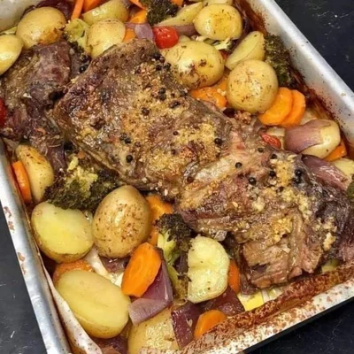 Recipe of Baked flank steak with vegetables on the DeliRec recipe website