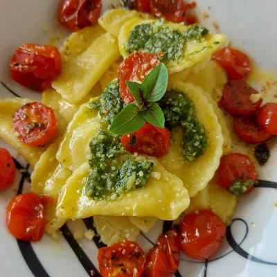 Receita de Ravioli com Tomates Confit🇮🇹 no site de receitas DeliRec