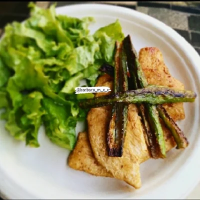 Recipe of Grilled Chicken with Okra Chips on the DeliRec recipe website