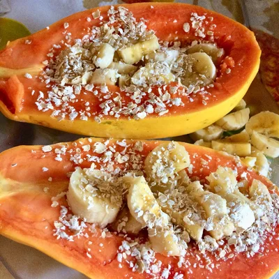 Recette de Nourriture pour bébé à la papaye, à la banane et à l'avoine. sur le site de recettes DeliRec