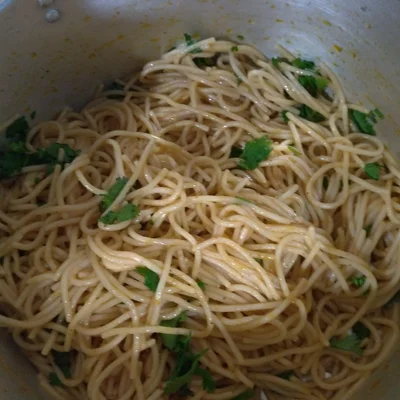 Recipe of Pasta with seasoning and cilantro on the DeliRec recipe website