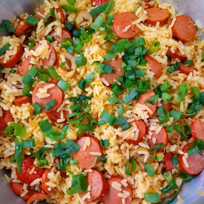 Recipe of rice with sausage on the DeliRec recipe website