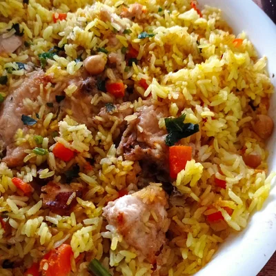Recipe of Rice with chicken and chickpeas in the oven on the DeliRec recipe website