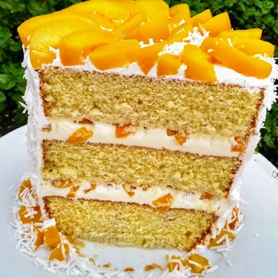 Recipe of Coconut Peach Cake on the DeliRec recipe website
