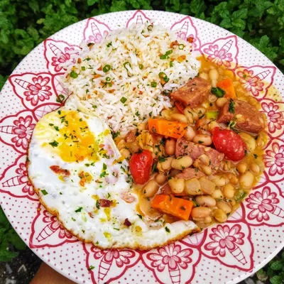 Recipe of Rice, beans and fried egg on the DeliRec recipe website