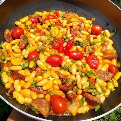 Recipe of White Beans with Pepperoni and Bacon on the DeliRec recipe website