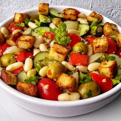 Recipe of White bean salad with croutons on the DeliRec recipe website