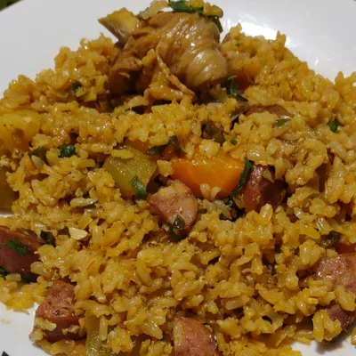 Recipe of Wholegrain rice, chicken and pepperoni on the DeliRec recipe website