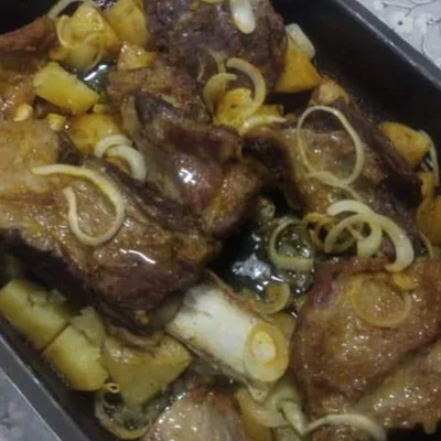 Recipe of Ribs with baked potatoes. on the DeliRec recipe website