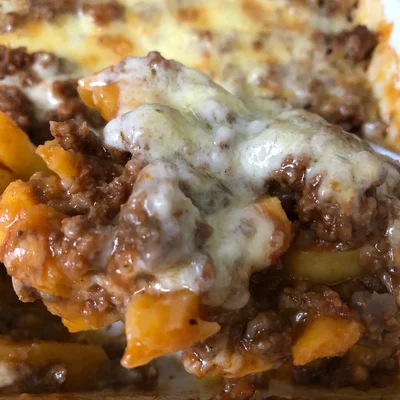 Recipe of Potato with ground beef and cheese au gratin on the DeliRec recipe website