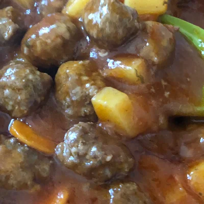 Recipe of Mini Meatballs with Potato and Carrot Sauce on the DeliRec recipe website