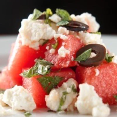 Recipe of Watermelon Salad with Goat Feta Cheese on the DeliRec recipe website