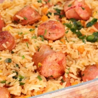 Recipe of sausage rice on the DeliRec recipe website