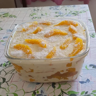 Recipe of Peach pavé with banana and passion fruit jelly on the DeliRec recipe website