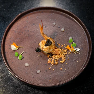 Recipe of Shrimp mi-cuí, crumble, roe and carambola coulis on the DeliRec recipe website