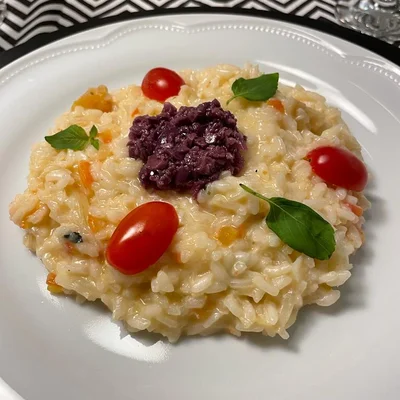 Recipe of Cod risotto with olive pesto on the DeliRec recipe website