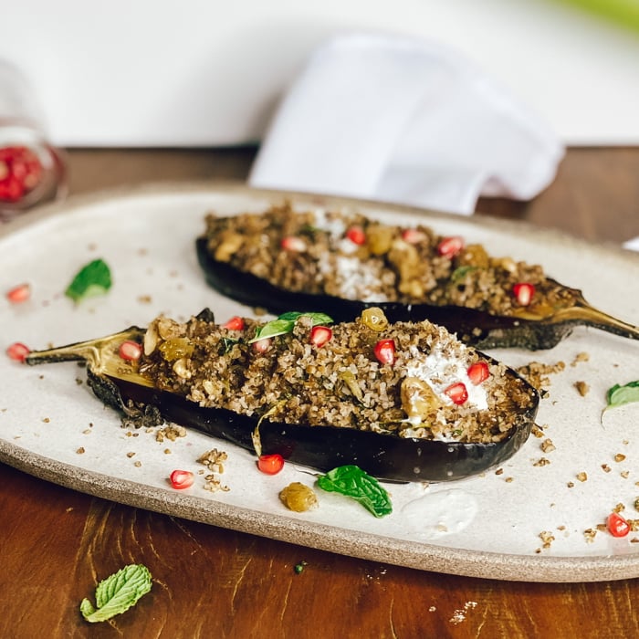 Photo of the Roasted eggplant with chermoula and wheat – recipe of Roasted eggplant with chermoula and wheat on DeliRec