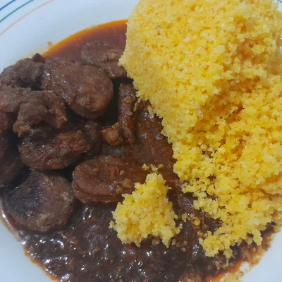 Recipe of Microwave couscous with sausage sauce on the DeliRec recipe website