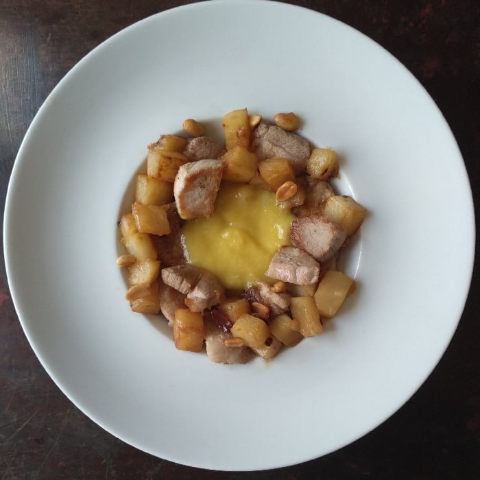 Photo of the Pork loin with pineapple and mango, coconut and ginger puree. – recipe of Pork loin with pineapple and mango, coconut and ginger puree. on DeliRec