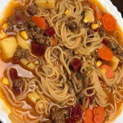 Recipe of ground beef soup on the DeliRec recipe website