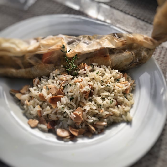 Photo of the Fish in foil with almond rice – recipe of Fish in foil with almond rice on DeliRec