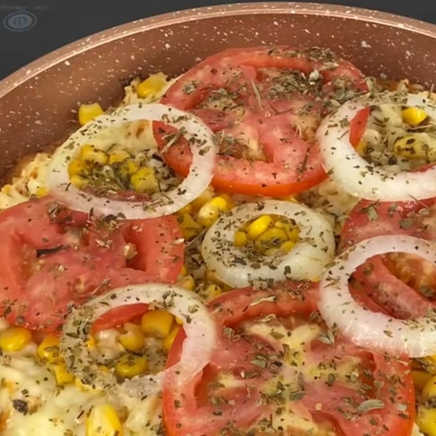 Photo of the Cheese Tortilla with Eggs, Corn, Onions and Tomatoes – recipe of Cheese Tortilla with Eggs, Corn, Onions and Tomatoes on DeliRec