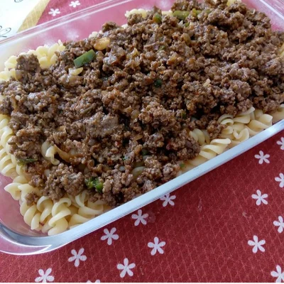 Recipe of pasta with mincemeat on the DeliRec recipe website