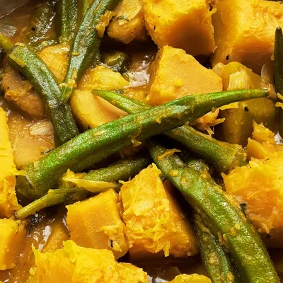 Recipe of Pumpkin stew with okra on the DeliRec recipe website
