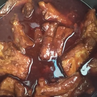 Recipe of  Pork ribs with barbecue sauce in the pressure cooker on the DeliRec recipe website