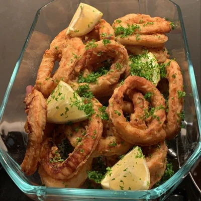 Recipe of fried calamari on the DeliRec recipe website