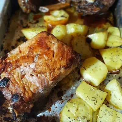 Recipe of Roasted ham with potato on the DeliRec recipe website