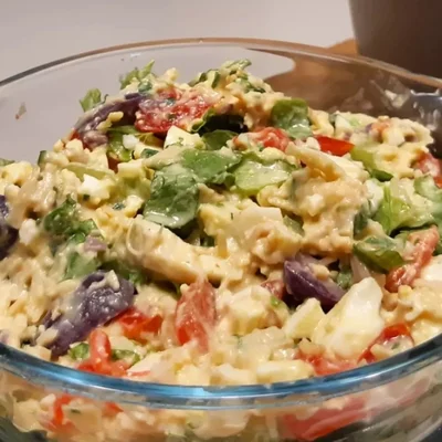 Recipe of Chicken Salad with Egg Dressing on the DeliRec recipe website