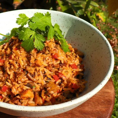 Recipe of Mushroom rice with palm oil on the DeliRec recipe website