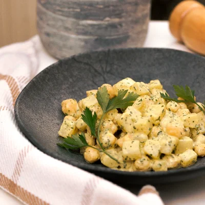 Recipe of Potato and Chickpea Salad with Tahini on the DeliRec recipe website