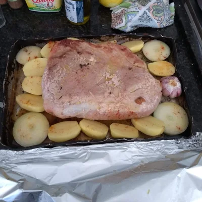 Recipe of Roasted Breast with Potatoes and Onion on the DeliRec recipe website