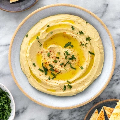 Traditional Hummus (Chickpea Paste) Or with Red Pepper or Basil