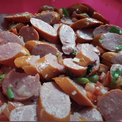 Recipe of sausage salad on the DeliRec recipe website