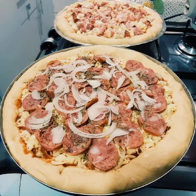 Recipe of Homemade pepperoni pizza with cheese on the DeliRec recipe website