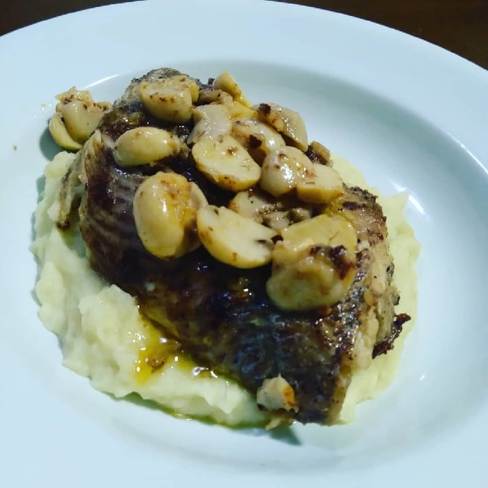 Photo of the Tilapia fillet with mushrooms sautéed in butter and sweet potato puree – recipe of Tilapia fillet with mushrooms sautéed in butter and sweet potato puree on DeliRec
