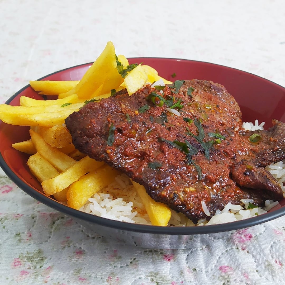Foto da Bife com arroz e batata frita - receita de Bife com arroz e batata frita no DeliRec