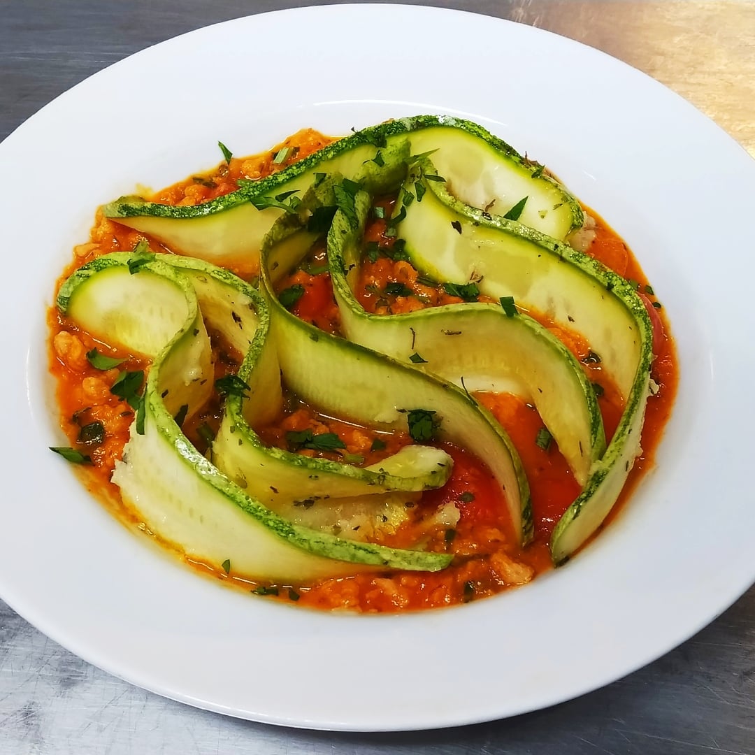Photo of the Zucchini slices with rustic soy meat bolognese sauce. – recipe of Zucchini slices with rustic soy meat bolognese sauce. on DeliRec
