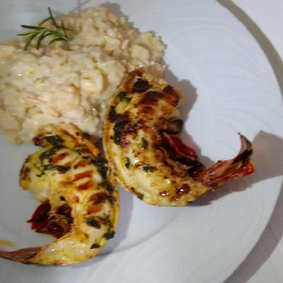 Recipe of Lobster in herb butter and Sicilian risotto. on the DeliRec recipe website