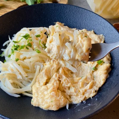Recipe of Pupunha spaghetti with creamy chicken on the DeliRec recipe website