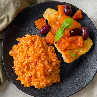 Recipe of Mediterranean tilapia with tomaca rice on the DeliRec recipe website