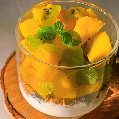 Recipe of Green and yellow fruit salad on the DeliRec recipe website