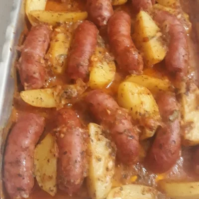 Recipe of Oven baked sausage with mayonnaise on the DeliRec recipe website