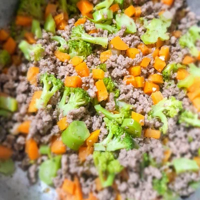 Recipe of Ground beef with carrots and broccoli on the DeliRec recipe website