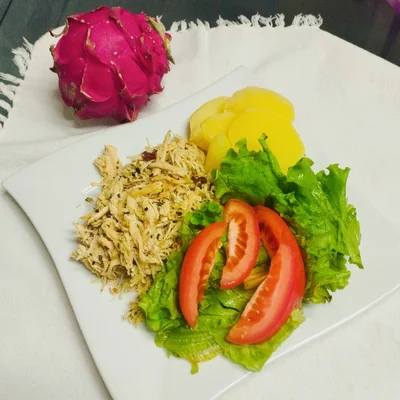 Recipe of PF Fit with Shredded Chicken and Dessert Fruit on the DeliRec recipe website