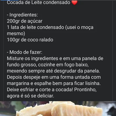 Recipe of Condensed Milk Cocada on the DeliRec recipe website